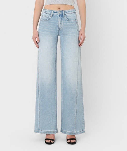 High Rise Side Panel Wide Leg Vervet Denim - Three:Twelve Boutique - VERVET