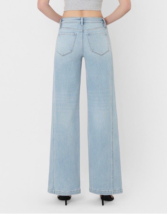 High Rise Side Panel Wide Leg Vervet Denim - Three:Twelve Boutique - VERVET