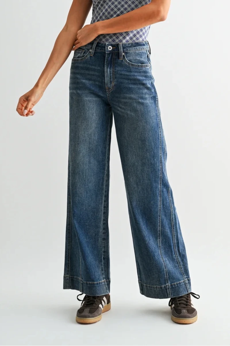 High Rise Wide leg Panel Jeans - Three:Twelve Boutique - Three:Twelve Boutique