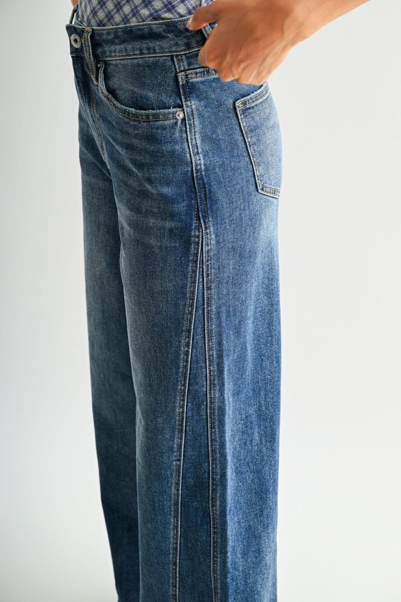 High Rise Wide leg Panel Jeans - Three:Twelve Boutique - Three:Twelve Boutique