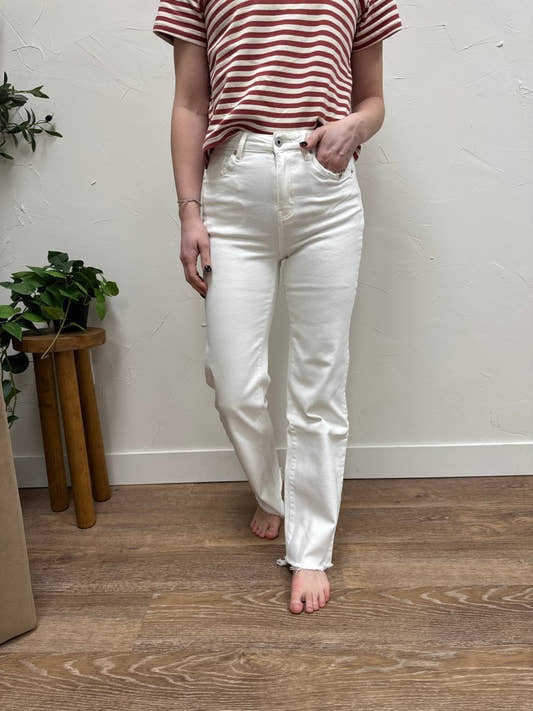 High Rise Wide Leg w/ Raw Hem - Three:Twelve Boutique - mica denim