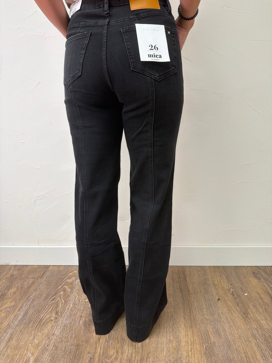 High Rise Wide Trouser Hem Mica Denim - Three:Twelve Boutique - mica denim