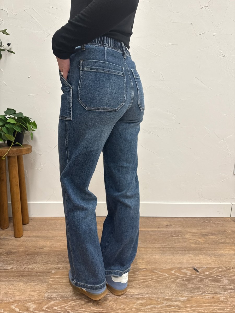 High Waist Judy Blue Drawstring Wide Leg Denim - Three:Twelve Boutique - Judy Blue