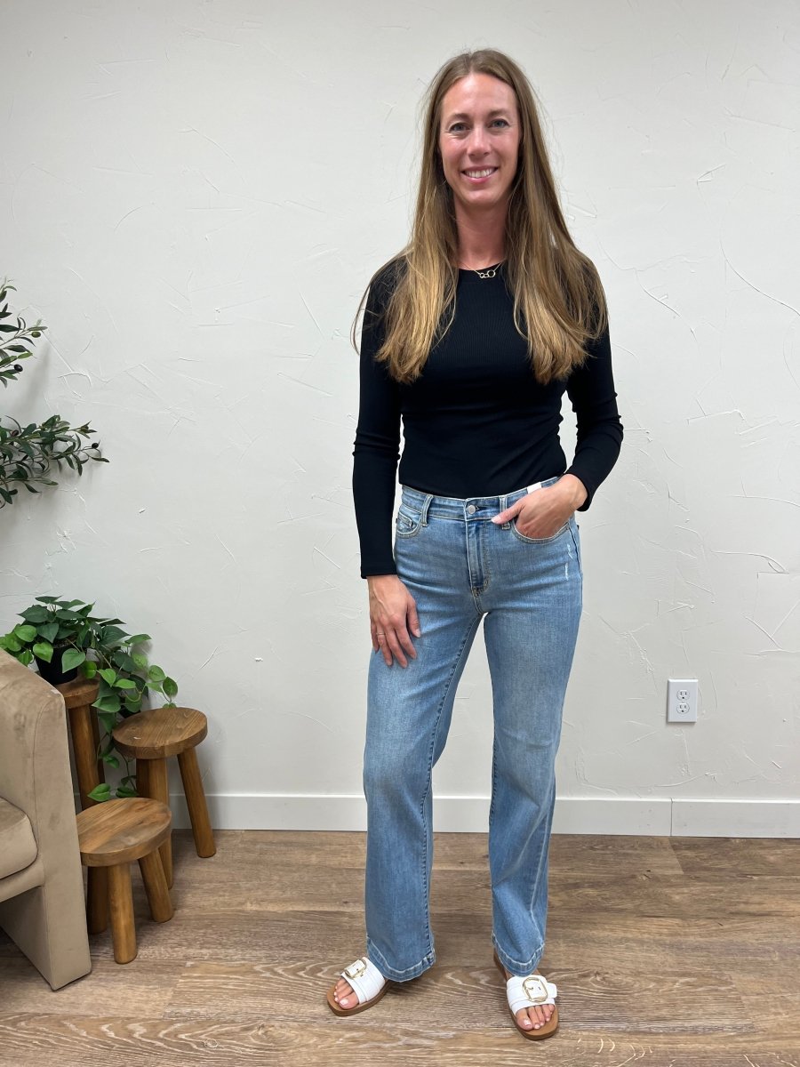 High Waisted Trouser Straight Fit Judy Blue - Three:Twelve Boutique - Three:Twelve