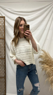 Crochet 3/4 sleeve sweater