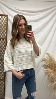 Crochet 3/4 sleeve sweater