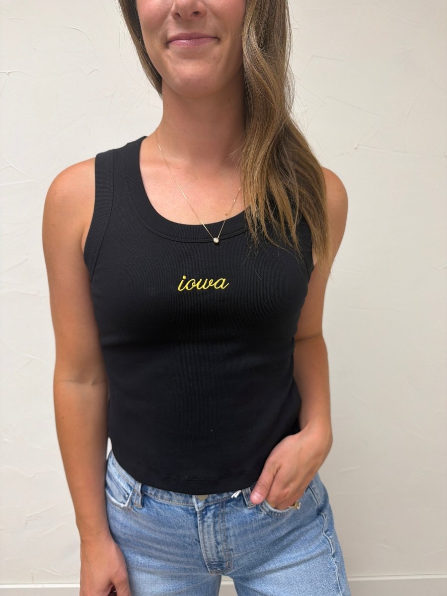 Iowa Embroidered Tank Top - Three:Twelve Boutique - bucketlist
