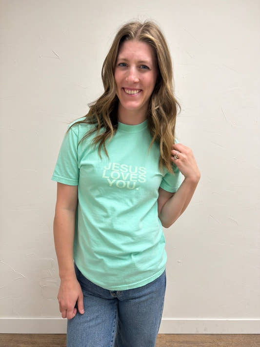 Jesus Loves Me Tee (Green) - Three:Twelve Boutique - jesuslovesyoucompany