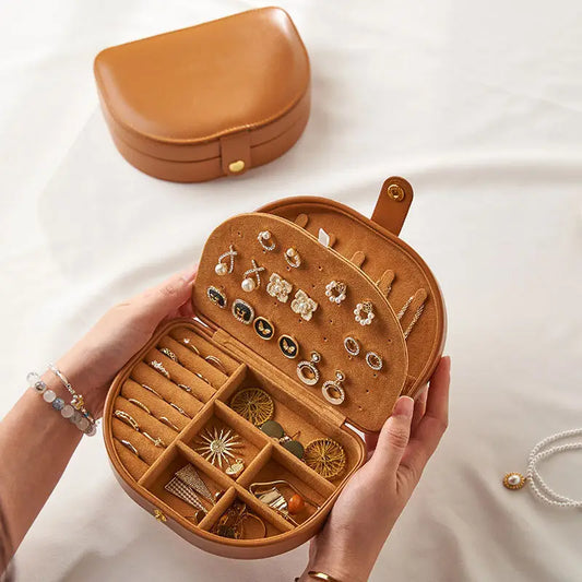 Vintage Solid Color Portable Jewelry Case