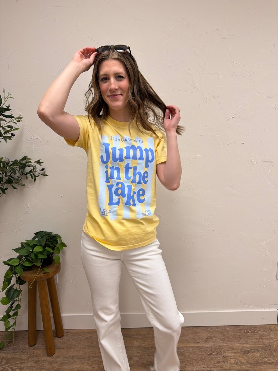 Jump in the Lake Graphic Tee – Casual Cotton Short Sleeve T Shirt - Three:Twelve Boutique - Poppy + Pine