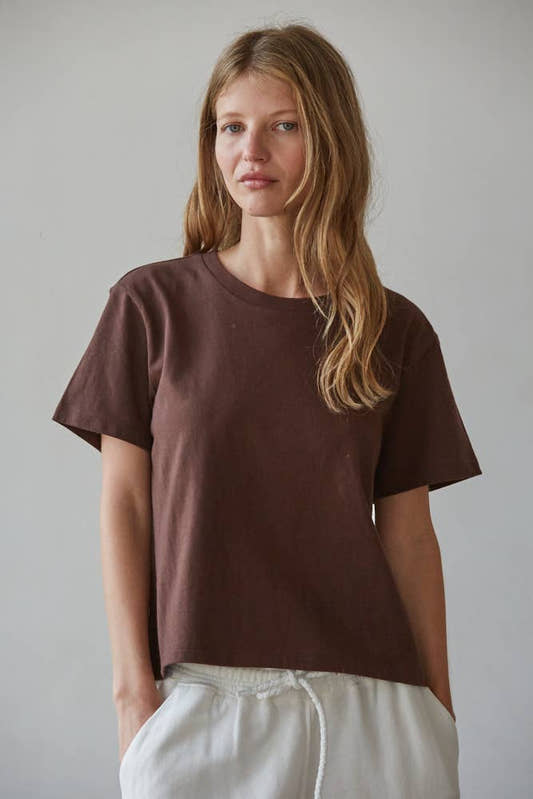 Knit Cotton Crew Neck Short Sleeve T-shirt Top - Three:Twelve Boutique - By Together