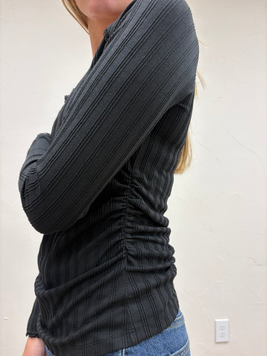 LACE DETAIL SIDE RUCHED SIDE TOP - Three:Twelve Boutique - Doe and Rae