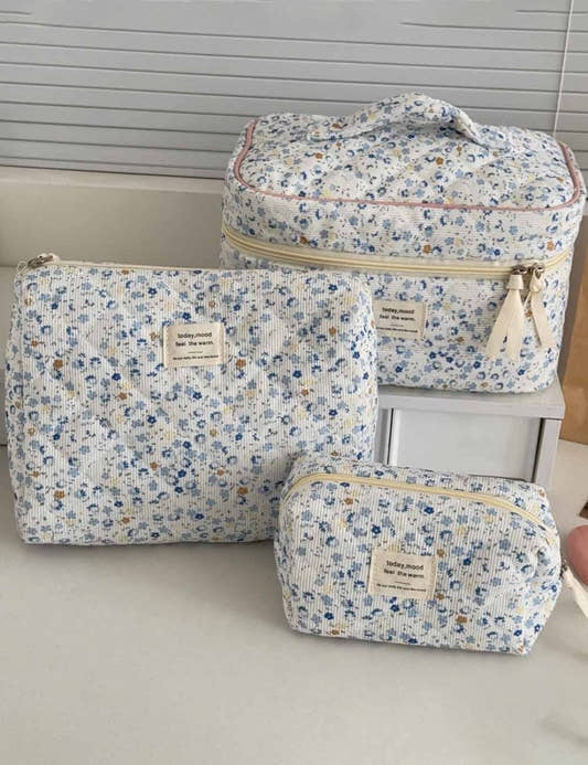 Large Fresh Flower Print Travel Makeup Bag - Three:Twelve Boutique - Dipped Shop