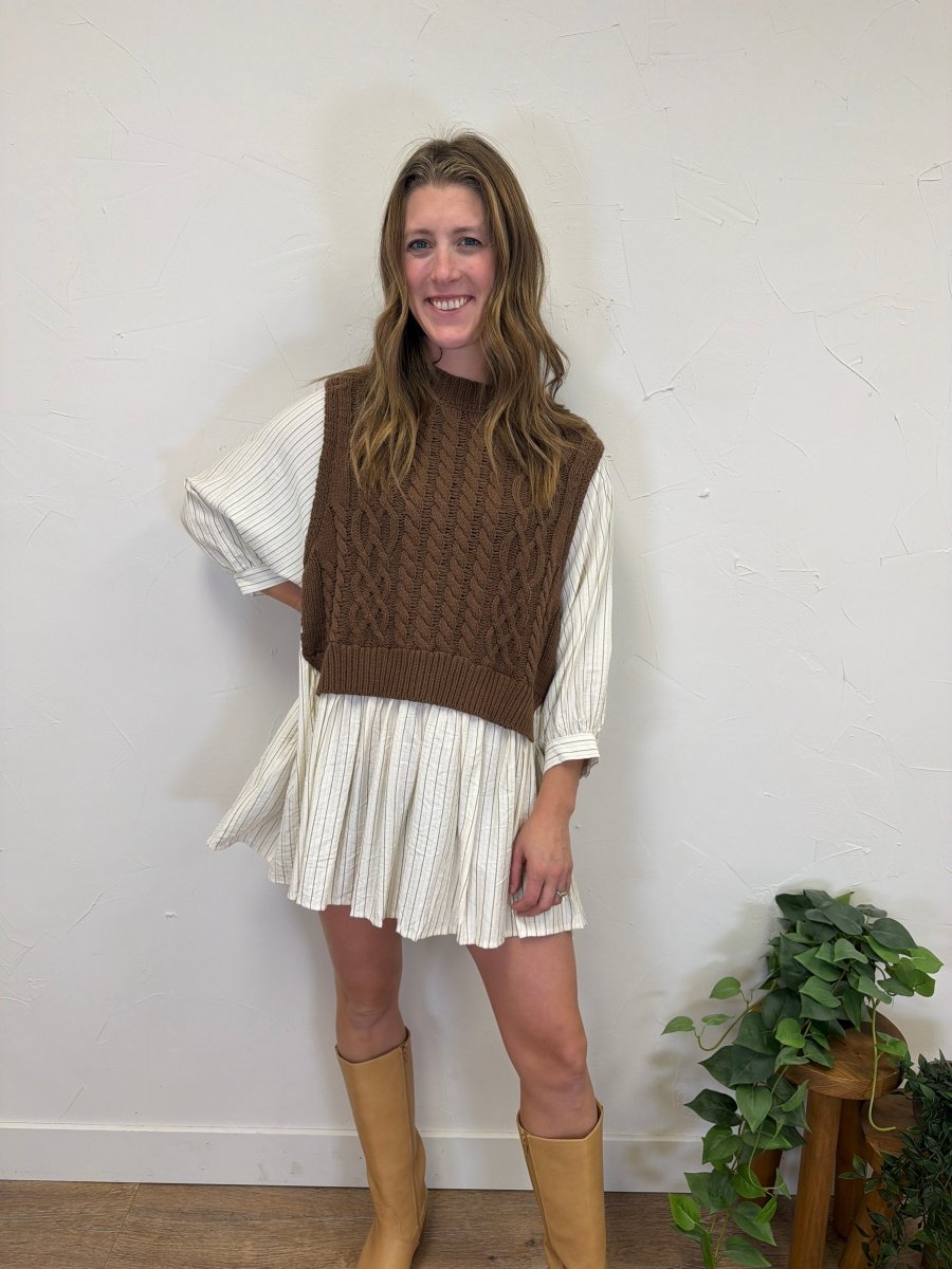 Layered Knit Vest Dress - Three:Twelve Boutique - camellia