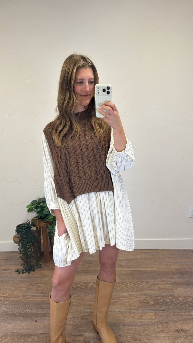 Layered Knit Vest Dress - Three:Twelve Boutique - camellia