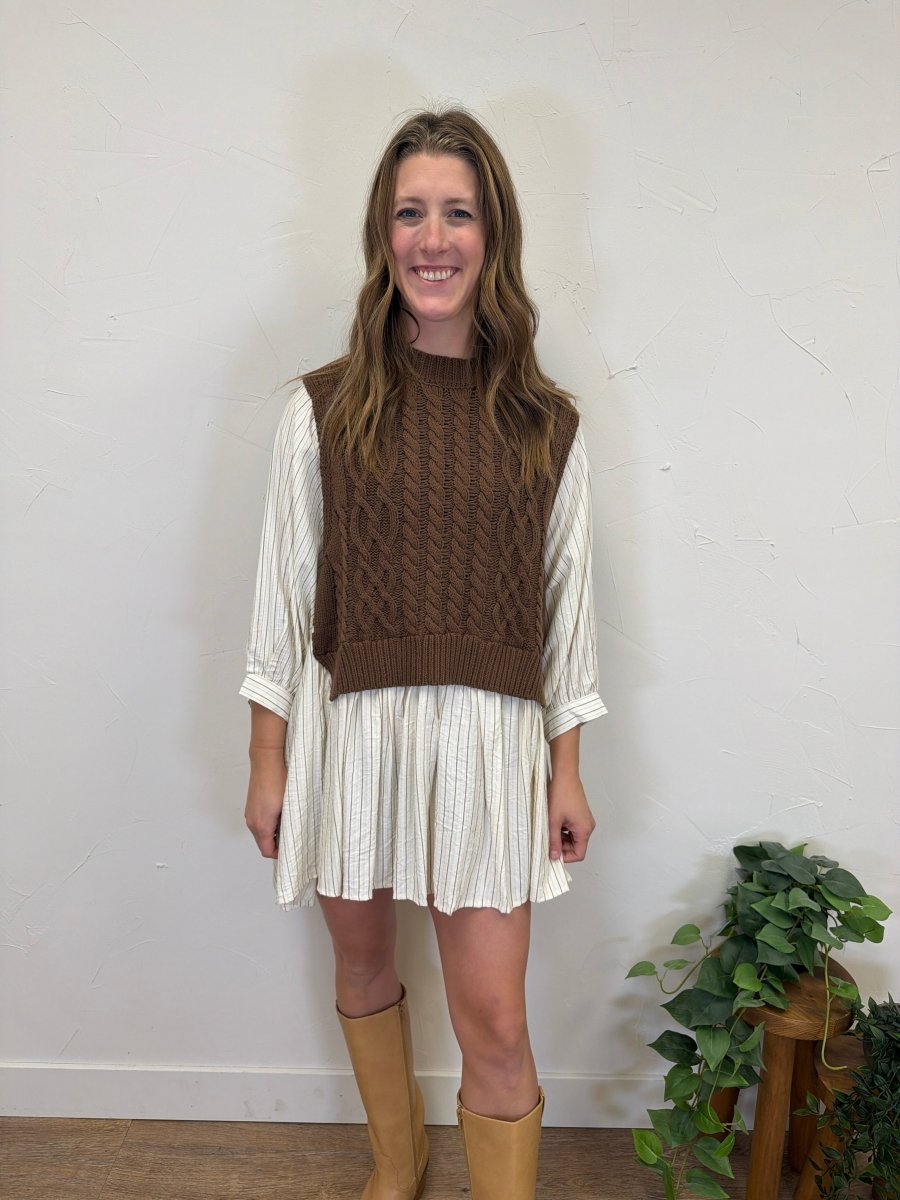 Layered Knit Vest Dress - Three:Twelve Boutique - camellia