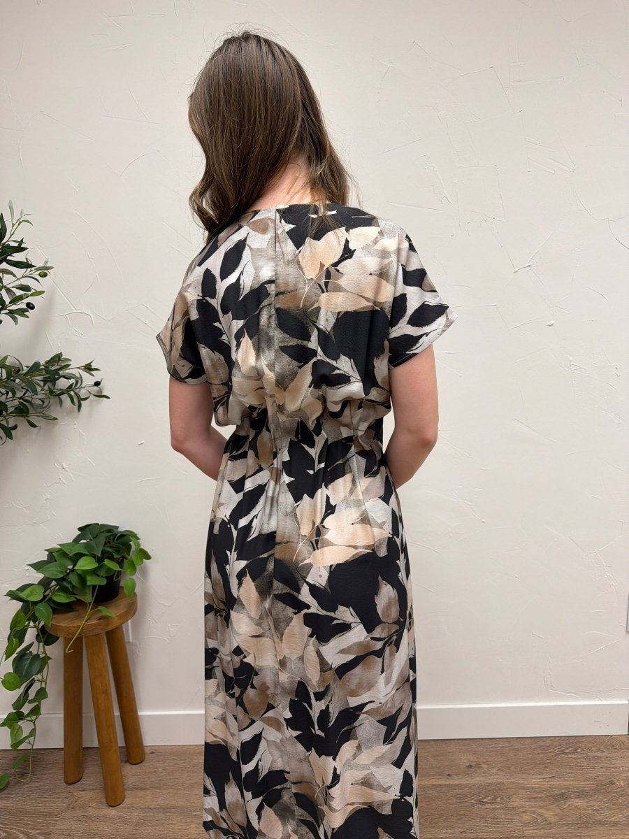 Leaf Print Wide Shoulder Dress - Three:Twelve Boutique - fun2fun