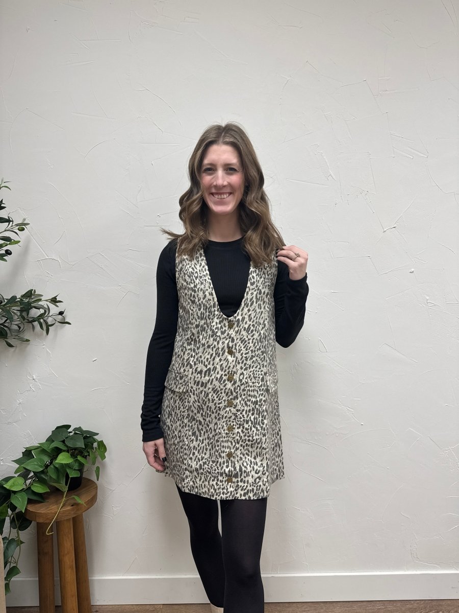 Leopard Denim Mini Dress - Three:Twelve Boutique - Wishlist