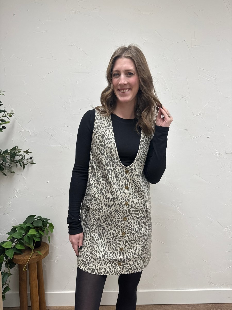 Leopard Denim Mini Dress - Three:Twelve Boutique - Wishlist