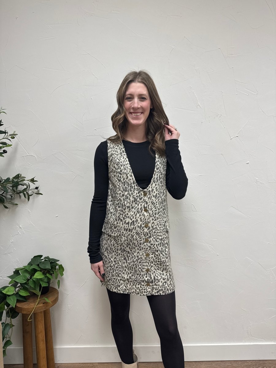 Leopard Denim Mini Dress - Three:Twelve Boutique - Wishlist