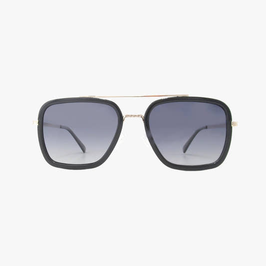LEX MIDNIGHT Polarized Navigator Sunglasses – Gold Metal Frame, Smoke Lenses - Three:Twelve Boutique - Kohv Eyewear