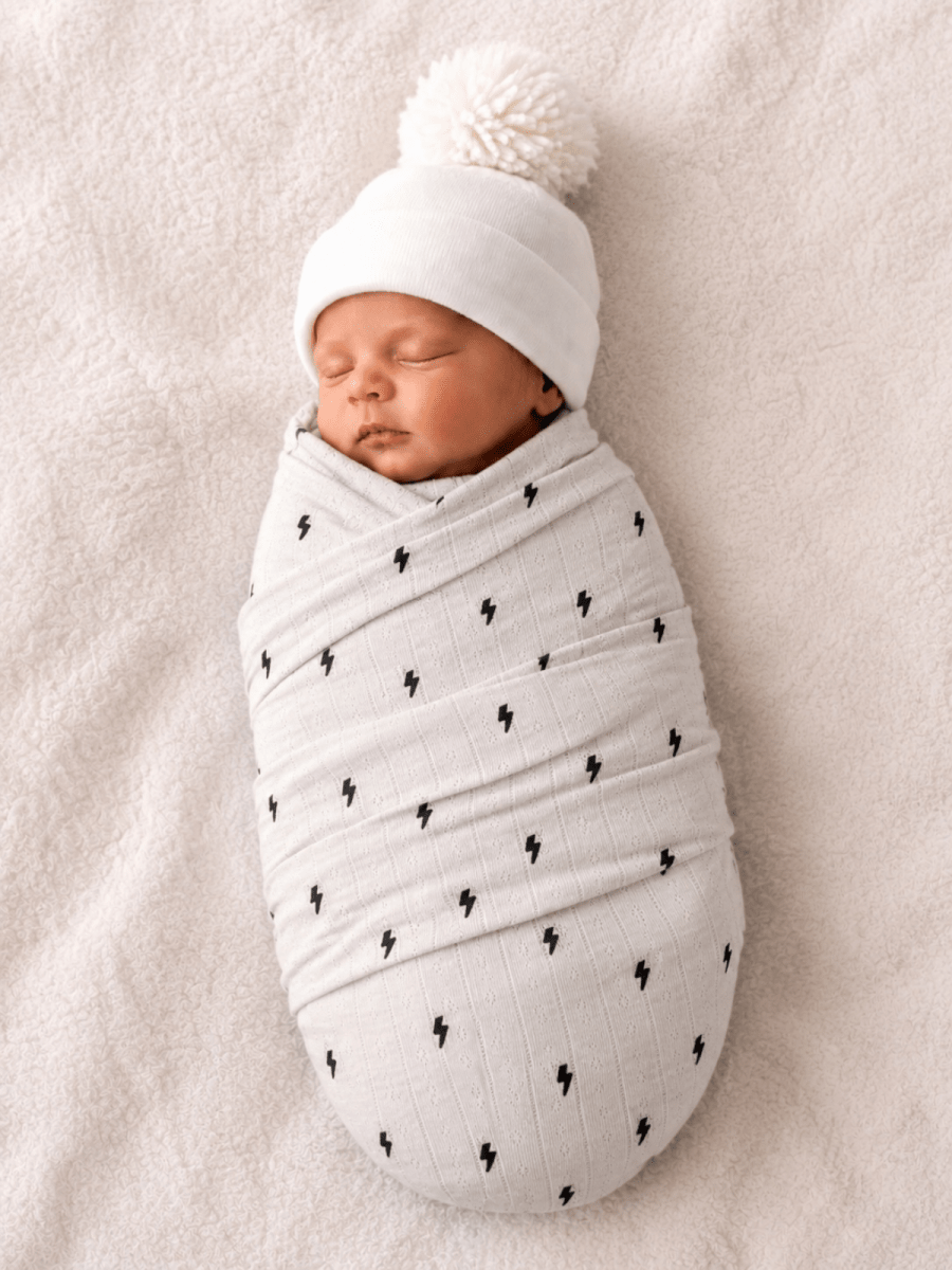 Lightning Bolts / Organic Pointelle Swaddle - Three:Twelve Boutique - SIIX Collection