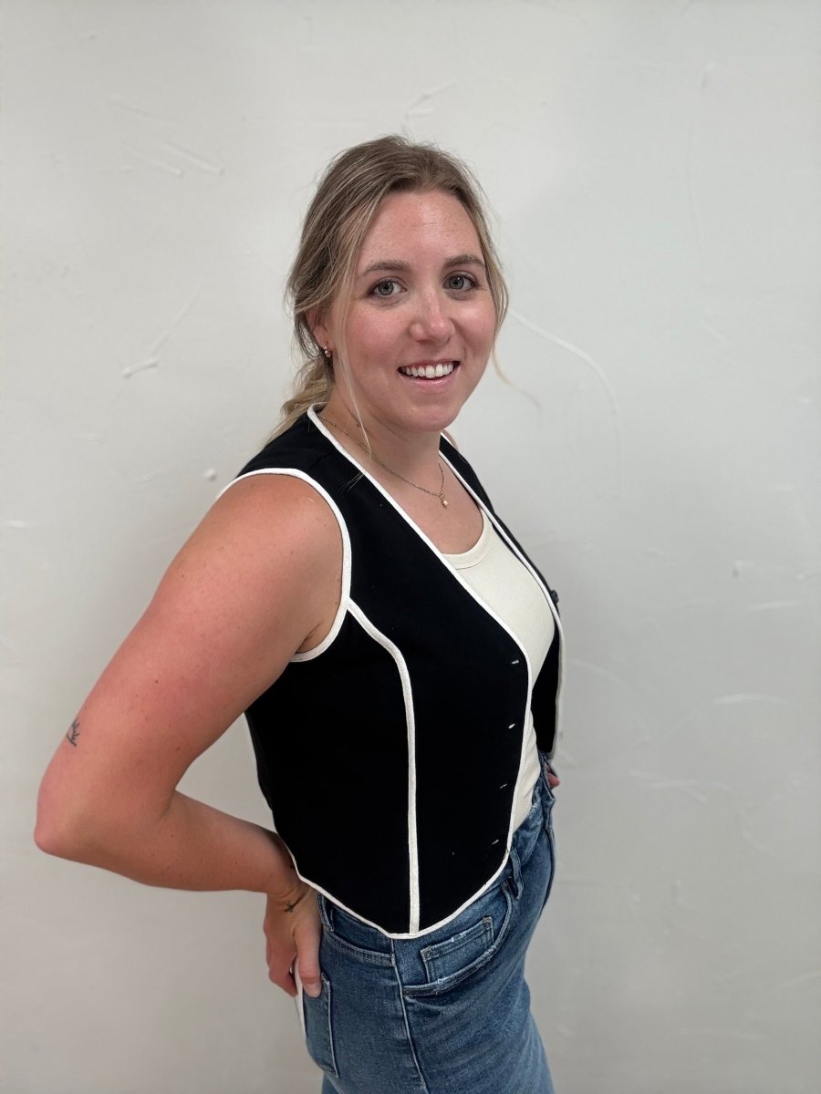 Linen Binding Vest - Three:Twelve Boutique - Three:Twelve