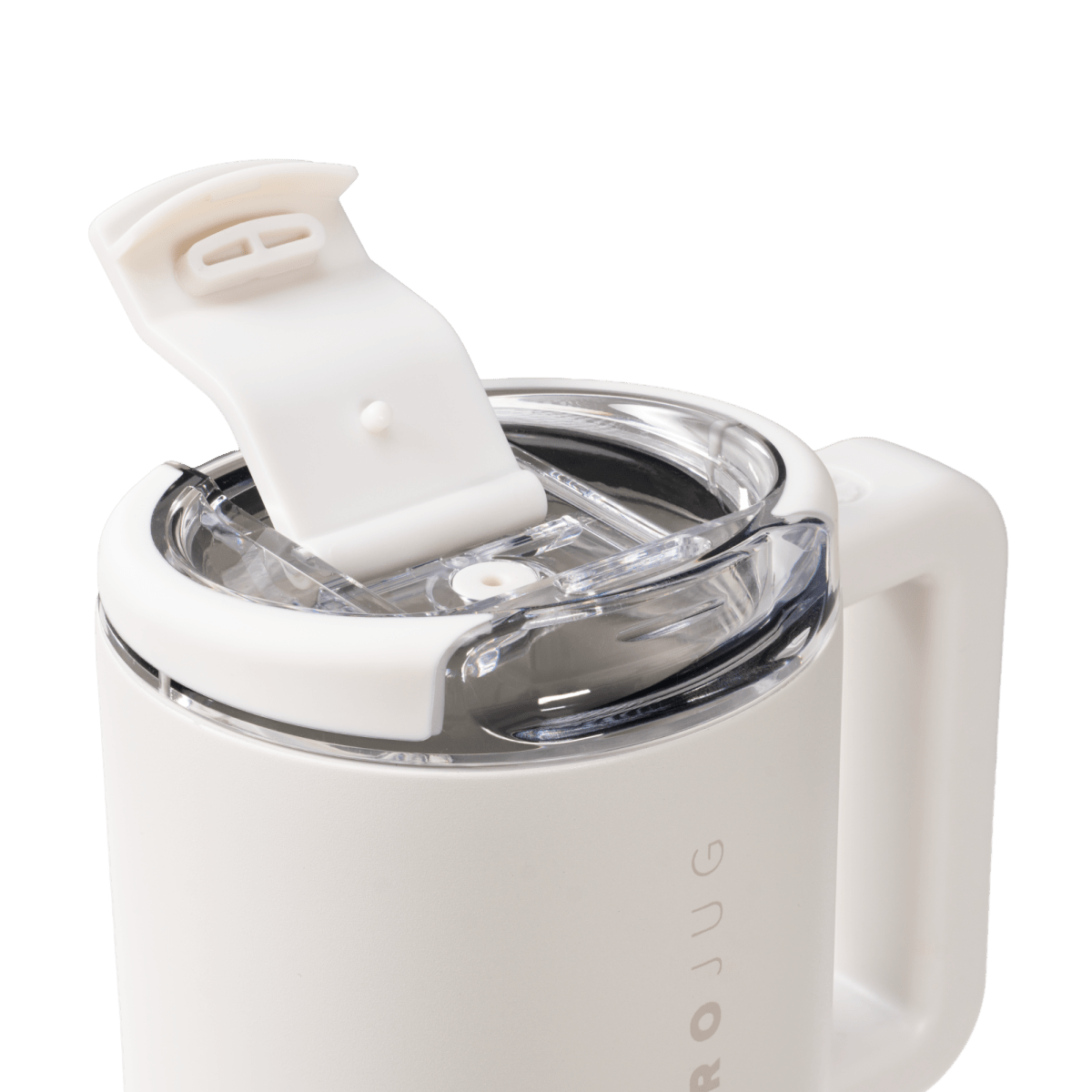 Close up of soft-touch leakproof lid and sipping opening detail — Three:Twelve Boutique
