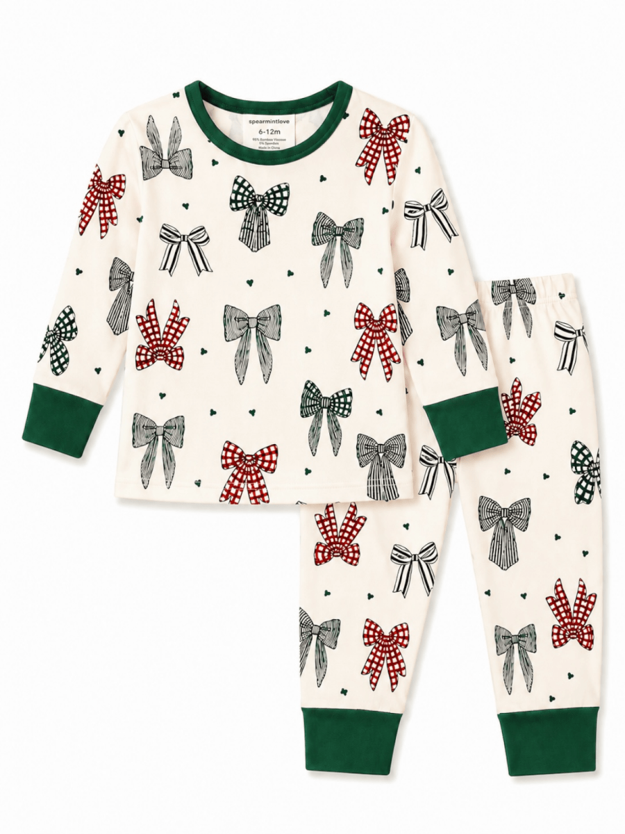 Long Sleeve 2-Piece Set Christmas Bows - Three:Twelve Boutique - SpearmintLOVE