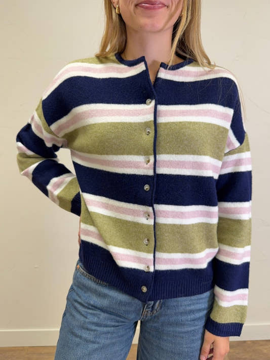 Long sleeve striped soft cardigan - Three:Twelve Boutique - Three:Twelve Boutique