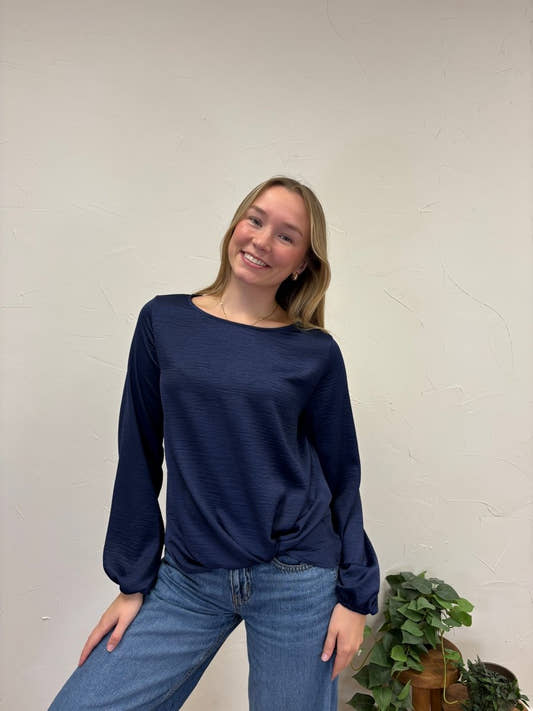 Long Sleeve Twist Front Top - Three:Twelve Boutique - Sunday Edition by LE LIS