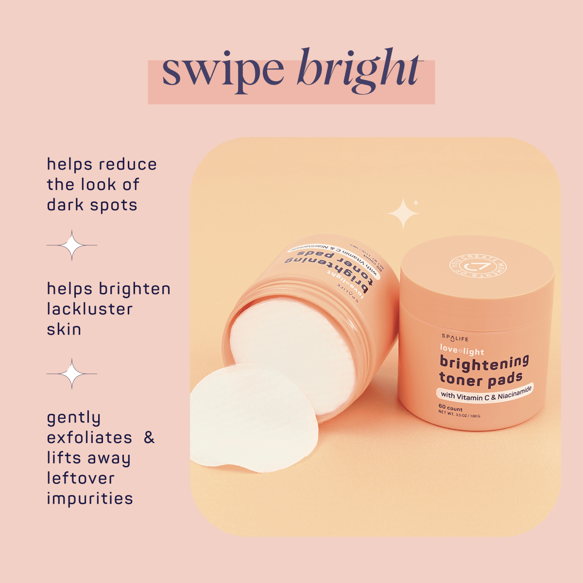 Love + light Korean Skincare Brightening Toner Pads - 60 Ct - Three:Twelve Boutique - My Spa Life