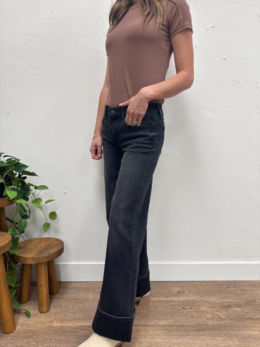 Low Rise Baggy Wide Vervet Denim - Three:Twelve Boutique - VERVET