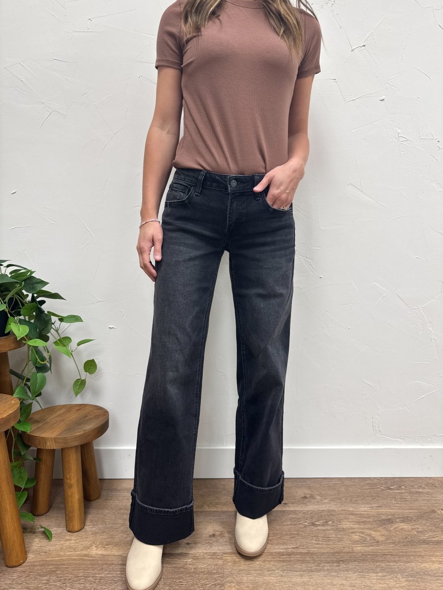 Low Rise Baggy Wide Vervet Denim - Three:Twelve Boutique - VERVET