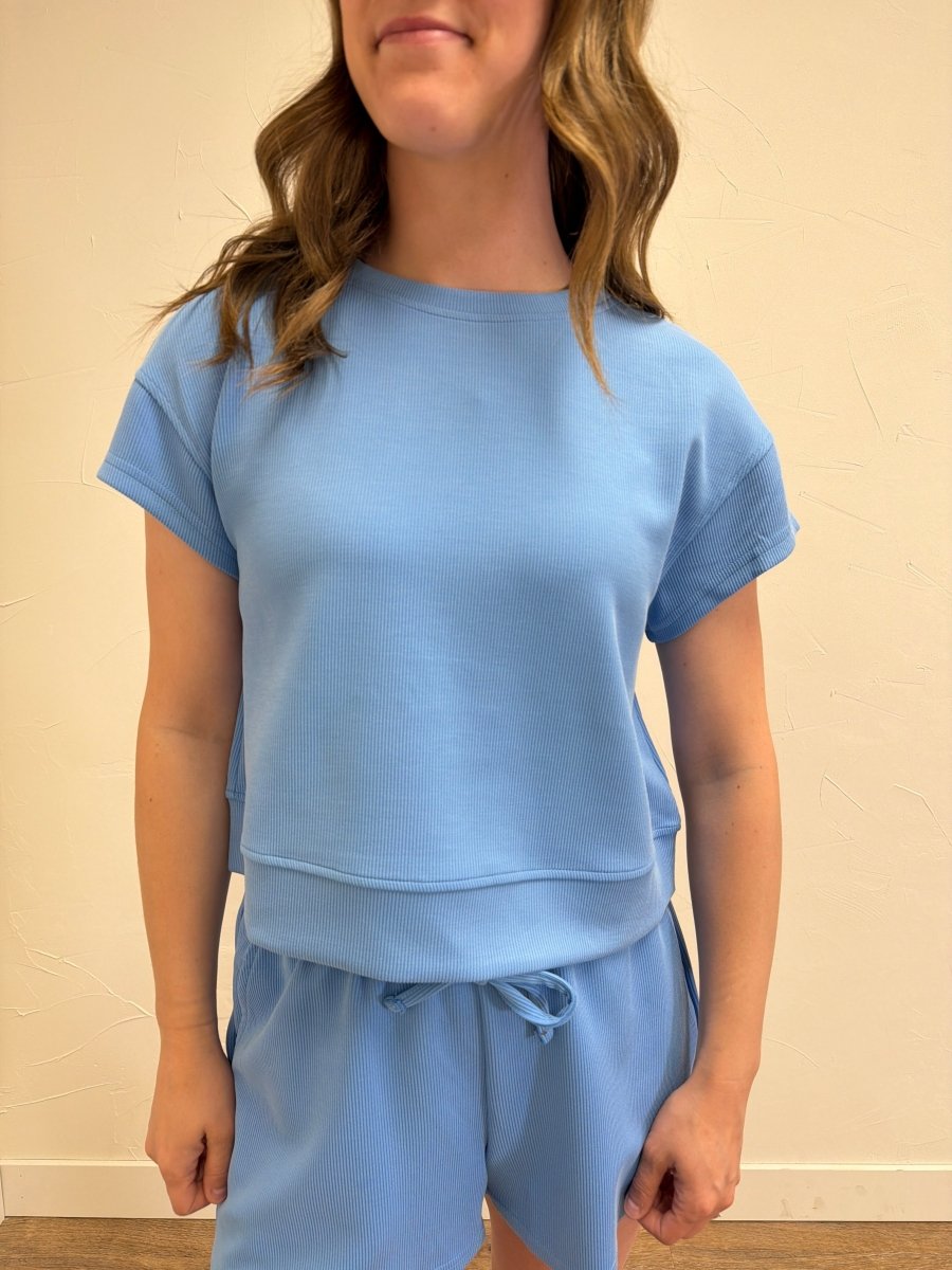 Luxe Sand Wash Rib Classic Tee Set - Three:Twelve Boutique - mono b
