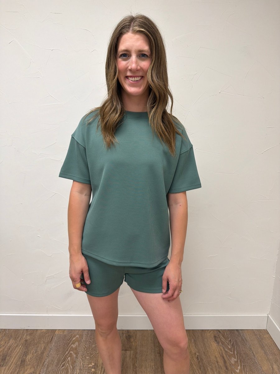 Luxe Sand Wash Rib Classic Tee Set - Three:Twelve Boutique - mono b