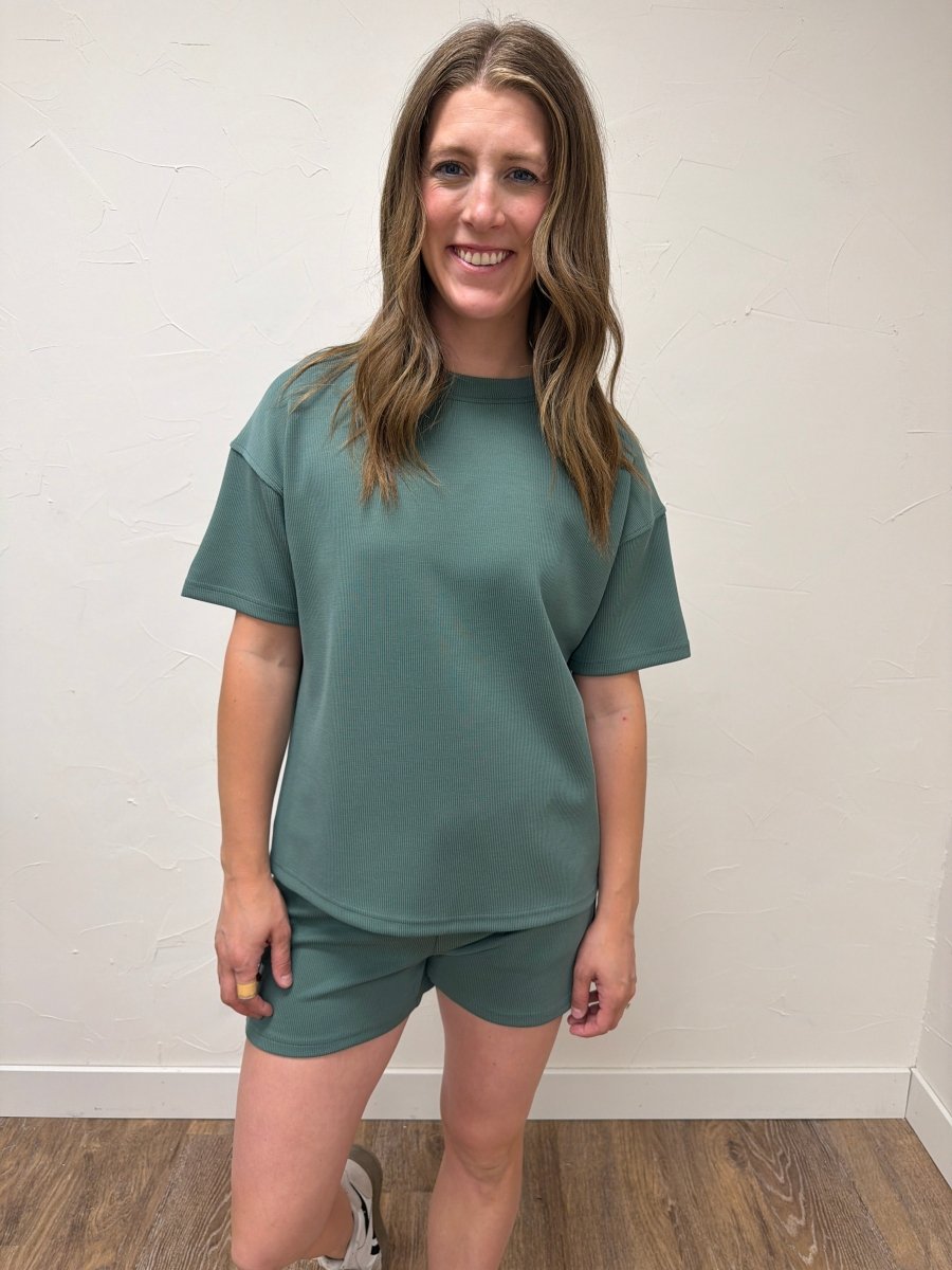 Luxe Sand Wash Rib Classic Tee Set - Three:Twelve Boutique - mono b