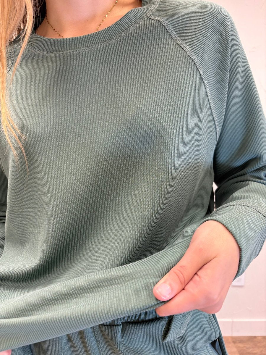Luxe Sand Wash Rib Raglan Tee - Three:Twelve Boutique - Mono B