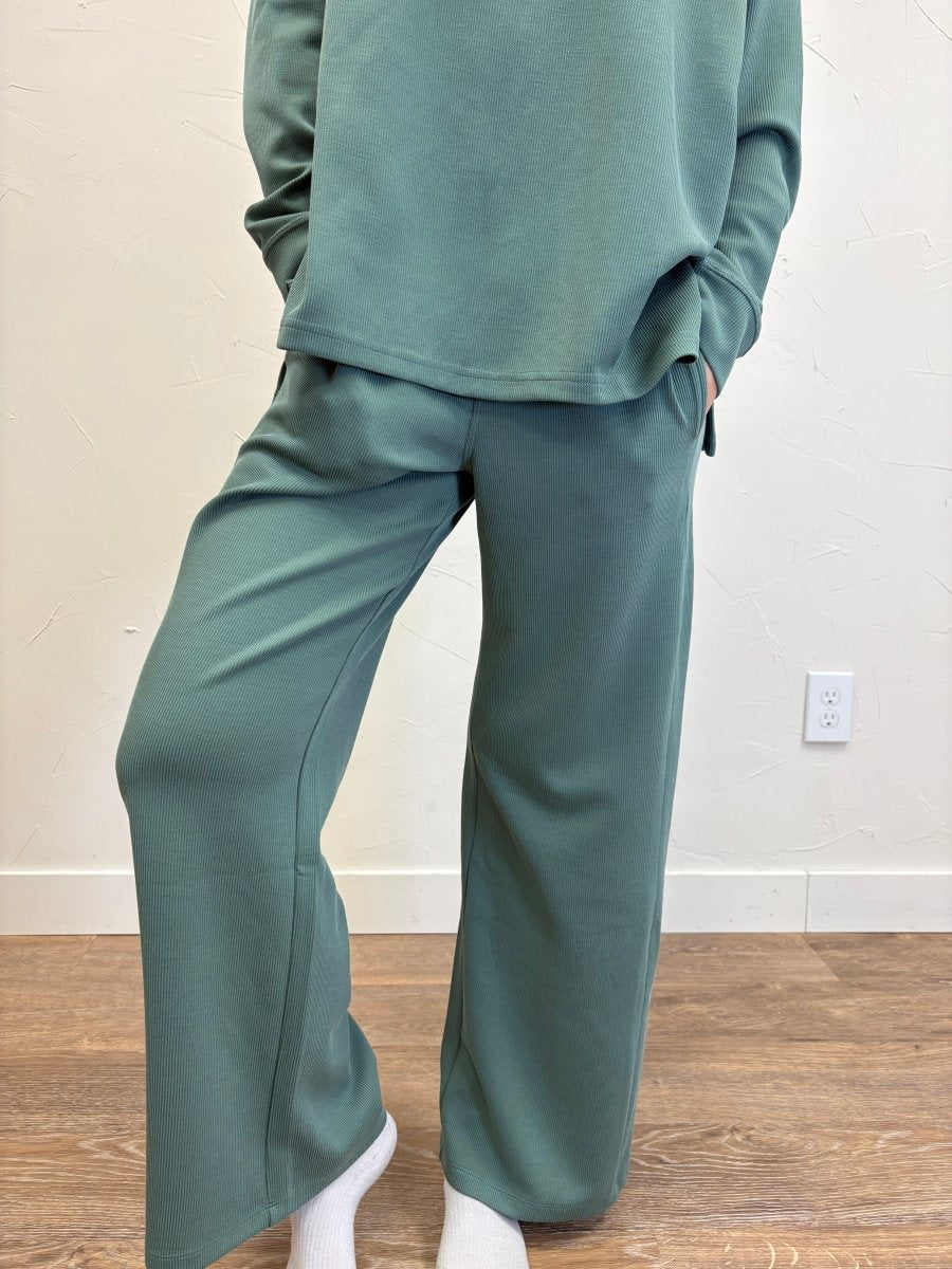 Luxe Sand Wash Rib Wide-Leg Pants - Three:Twelve Boutique - Mono B