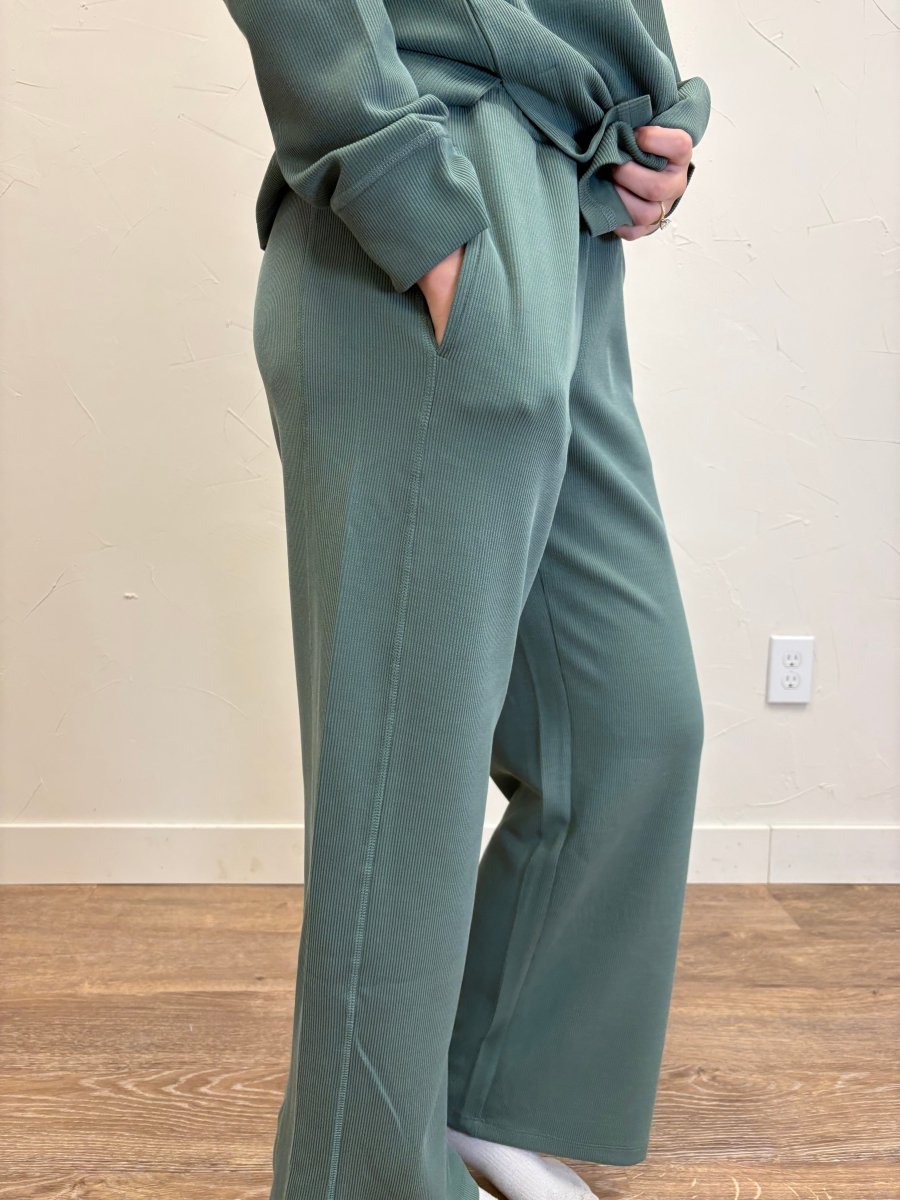 Luxe Sand Wash Rib Wide-Leg Pants - Three:Twelve Boutique - Mono B
