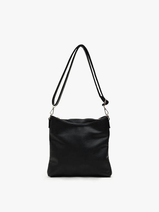 M1765 Emma 3 Compartment Crossbody w/ Snap Closure: Black - Three:Twelve Boutique - Jen & Co.