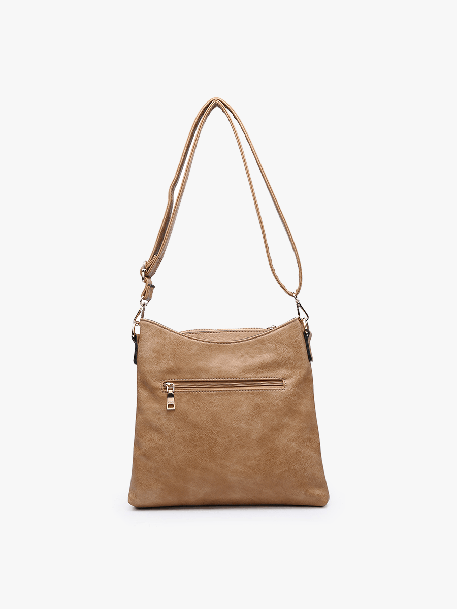 M1765 Emma 3 Compartment Crossbody w/ Snap Closure: Brown - Three:Twelve Boutique - Jen & Co.