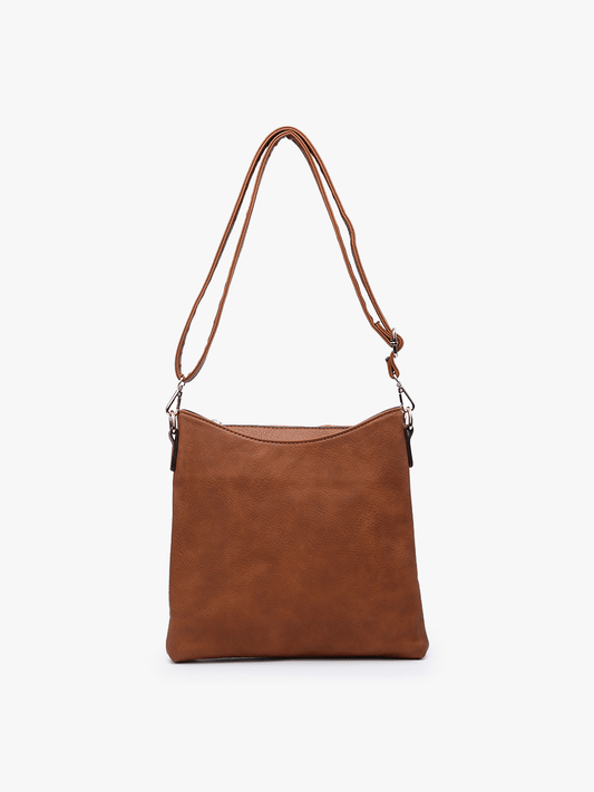 M1765 Emma 3 Compartment Crossbody w/ Snap Closure: Brown - Three:Twelve Boutique - Jen & Co.