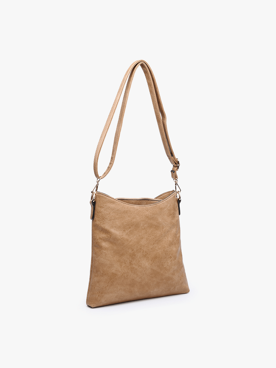 M1765 Emma 3 Compartment Crossbody w/ Snap Closure: Brown - Three:Twelve Boutique - Jen & Co.