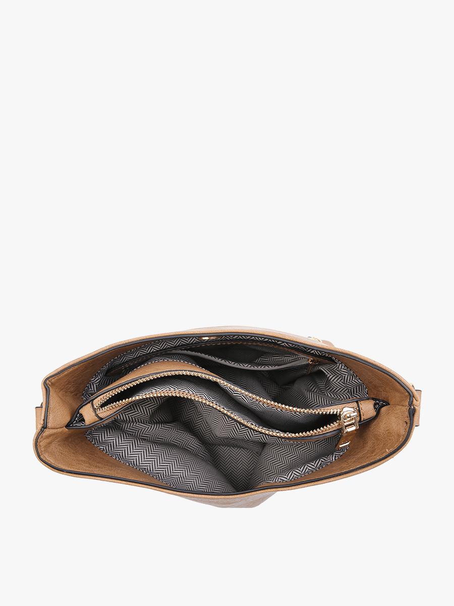M1765 Emma 3 Compartment Crossbody w/ Snap Closure: Caramel - Three:Twelve Boutique - Jen & Co.