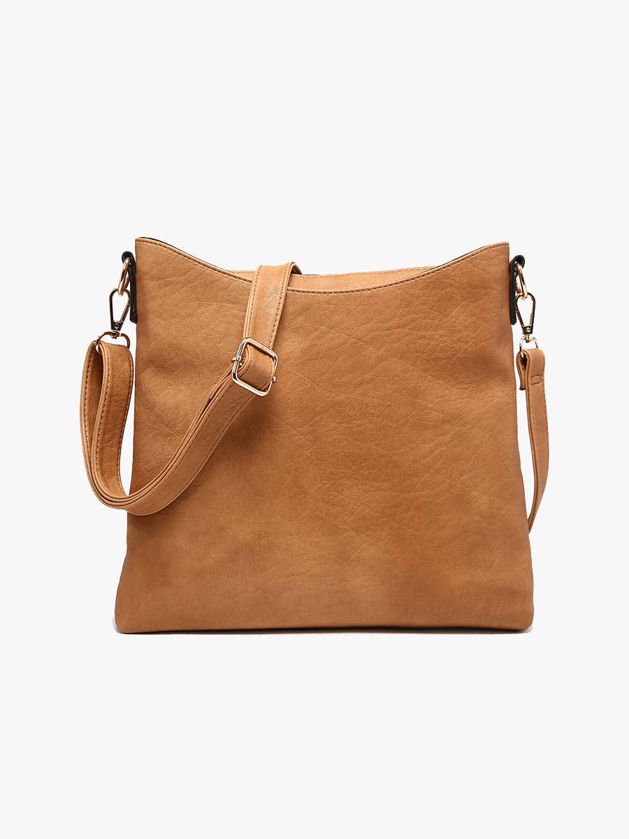 M1765 Emma 3 Compartment Crossbody w/ Snap Closure: Caramel - Three:Twelve Boutique - Jen & Co.