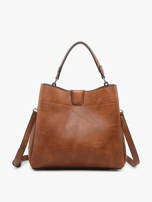 M1951 Tati Monogrammable Satchel w/ Shoulder Strap: Brown - Three:Twelve Boutique - Jen & Co.