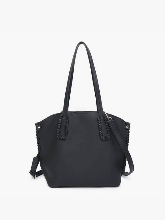 M2527 Micah Whipstitch 3 - Compartment Tote: Black - Three:Twelve Boutique - Jen & Co.