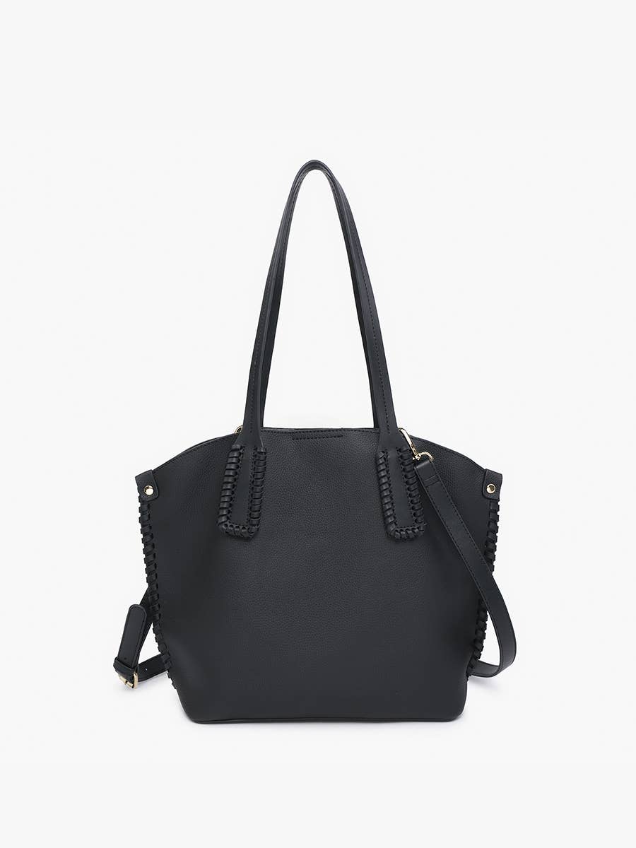 M2527 Micah Whipstitch 3 - Compartment Tote: Black - Three:Twelve Boutique - Jen & Co.