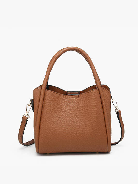 M2533 Ruby 3 - Compartment Satchel w/ Dual Handles: Brown - Three:Twelve Boutique - Jen & Co.